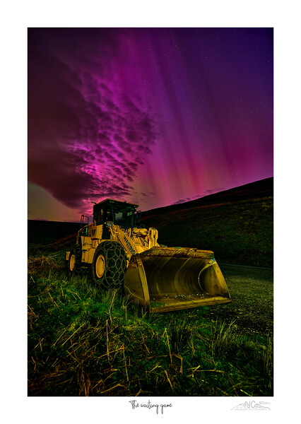 The waiting game  aurora over Bulldozer Picture Board by JC studios LRPS ARPS