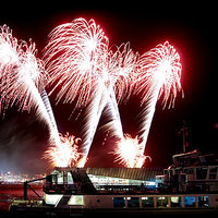 Buy canvas prints of Gunwharf Fireworks display at Portsmouth harbour. by JC studios LRPS ARPS