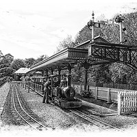 Buy canvas prints of Exbury Garden Train station in pencil by JC studios LRPS ARPS