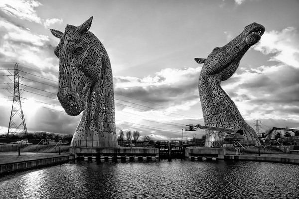 Kelpies (mono) Picture Board by JC studios LRPS ARPS