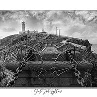 Buy canvas prints of South Stack Lighthouse mono by JC studios LRPS ARPS