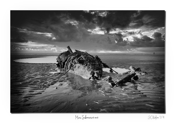 Mini Submarine one of two in mono Picture Board by JC studios LRPS ARPS