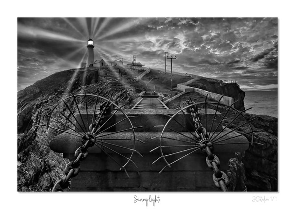 South stack Lighthouse in mono Picture Board by JC studios LRPS ARPS