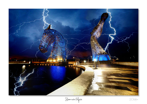 Storm over Kelpies Picture Board by JC studios LRPS ARPS