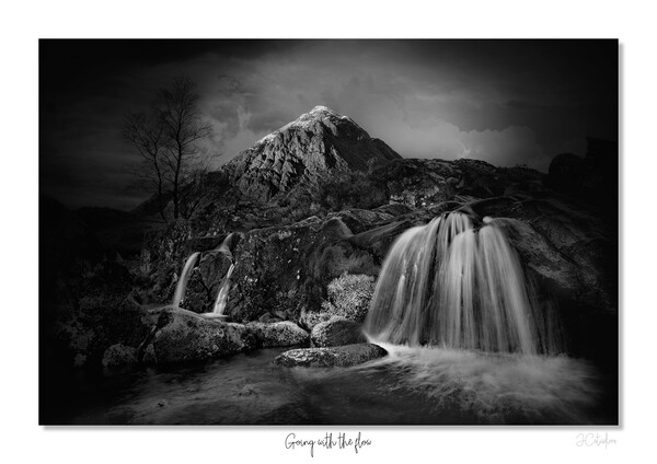 Going with  the flow Scotland , Highlands, mono Picture Board by JC studios LRPS ARPS