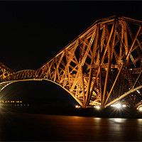 Buy canvas prints of Forth Rail by Night 2 by T2 Images