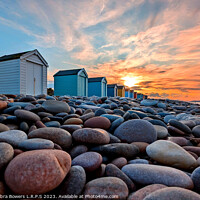Buy canvas prints of Findhorn Huts at Sunset by Lady Debra Bowers L.R.P.S