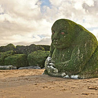 Buy canvas prints of The  Stone Ogre on the Beach  by Lady Debra Bowers L.R.P.S
