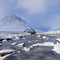 Buy canvas prints of Buachaille Etive Mor and bridge from the river  by Lady Debra Bowers L.R.P.S
