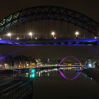 Buy canvas prints of Newcastle Bridges at Night  by Lady Debra Bowers L.R.P.S