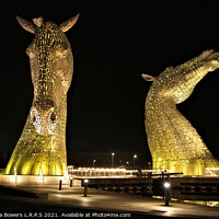 Buy canvas prints of The Glowing Kelpies Scotland at night  by Lady Debra Bowers L.R.P.S