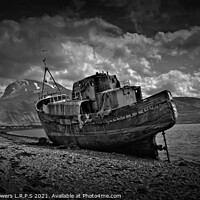 Buy canvas prints of Corpack Wreck Scotland Monochrome  by Lady Debra Bowers L.R.P.S