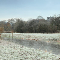 Buy canvas prints of Abergavenny Castle Wales frozen by simon powell