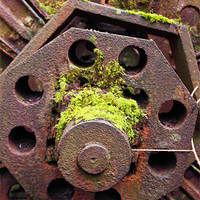 Buy canvas prints of derelict mill wheel brecon beacons by simon powell