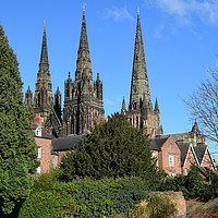 Buy canvas prints of Lichfield three spire Medieval Cathedral. by Jeff Hardwick