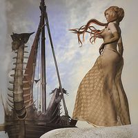 Buy canvas prints of  Viking ship sailing by Abstract  Fractal Fantasy