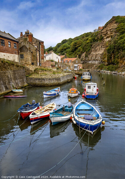 Staithes Boats Picture Board by Cass Castagnoli