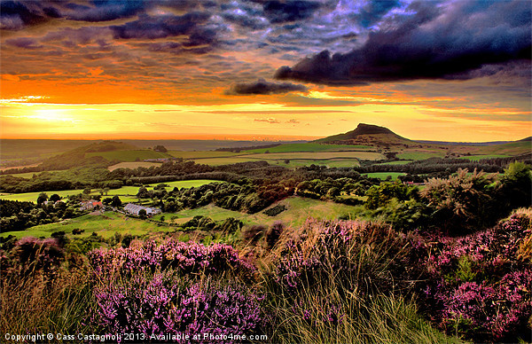Roseberry Topping - Odins Fire Framed Mounted Print by Cass Castagnoli