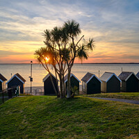 Buy canvas prints of Gurnard Beach Huts Sunset Isle Of Wight by Wight Landscapes