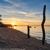 Buy canvas prints of Woodside Bay Beach  Sunset by Wight Landscapes
