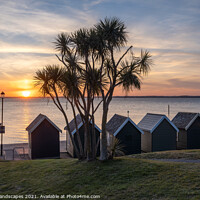Buy canvas prints of Gurnard Beach Huts Sunset Isle Of Wight by Wight Landscapes