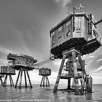 Buy canvas prints of WWii Maunsell Forts BW by Wight Landscapes