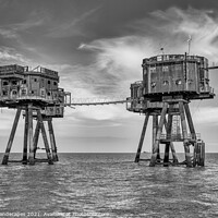 Buy canvas prints of Red Sands Sea Forts BW by Wight Landscapes