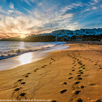Buy canvas prints of Albufeira Beach Sunset Algarve Portugal by Wight Landscapes