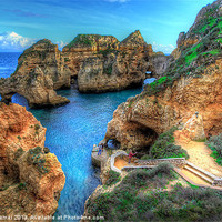 Buy canvas prints of Grottos at Ponta Piedade Lagos Algarve by Wight Landscapes
