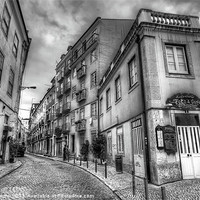 Buy canvas prints of Backstreets Of Lisbon BW by Wight Landscapes