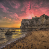 Buy canvas prints of Freshwater Redoubt Sunset by Wight Landscapes