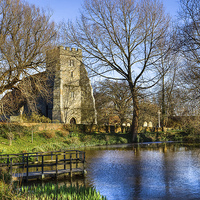 Buy canvas prints of St Georges Arreton Carp Pond by Wight Landscapes