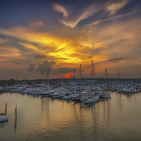Buy canvas prints of Lymington Yacht Haven Sunset by Wight Landscapes