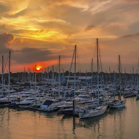 Buy canvas prints of Berthon Marina Sunset by Wight Landscapes
