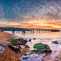 Buy canvas prints of Totland Pier Panorama Sunset by Wight Landscapes