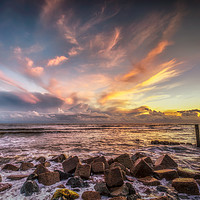 Buy canvas prints of Bonchurch Seawall Sunset by Wight Landscapes
