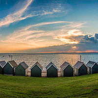 Buy canvas prints of Gurnard Beach Hut Panorama by Wight Landscapes