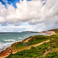 Buy canvas prints of Coastal Path Compton Bay by Wight Landscapes