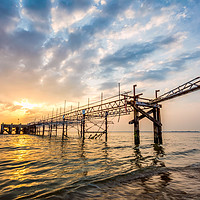 Buy canvas prints of Sunset At Totland Pier by Wight Landscapes