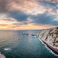 Buy canvas prints of Needles Sunset Panorama by Wight Landscapes