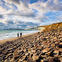 Buy canvas prints of Compton Bay Beach Rock Party by Wight Landscapes
