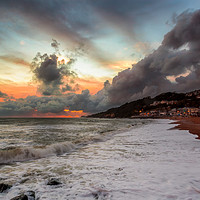 Buy canvas prints of Ventnor Beach Stormy Sunset by Wight Landscapes