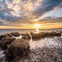 Buy canvas prints of Woodside Bay Rockscape Sunrise by Wight Landscapes