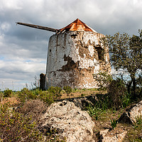 Buy canvas prints of Derelict Windmill Laranjeiras Portugal by Wight Landscapes