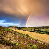 Buy canvas prints of Headon Hill Rainbow by Wight Landscapes