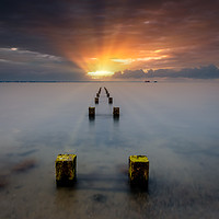 Buy canvas prints of Stormy Seaview Sunbeams Sunrise by Wight Landscapes