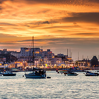 Buy canvas prints of Cowes Week Sunset Panorama by Wight Landscapes