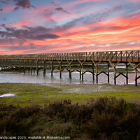 Buy canvas prints of Quinta do Lago The Wooden Bridge Sunset by Wight Landscapes