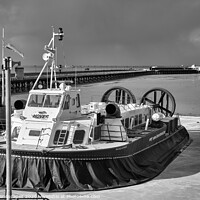 Buy canvas prints of Island Express Hovercraft BW by Wight Landscapes