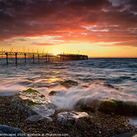 Buy canvas prints of Old Totland Pier Sunset by Wight Landscapes